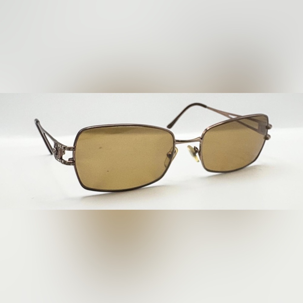 Vintage Versace 1114-B Brown Oval Metal Sunglasses Frames Only Italy